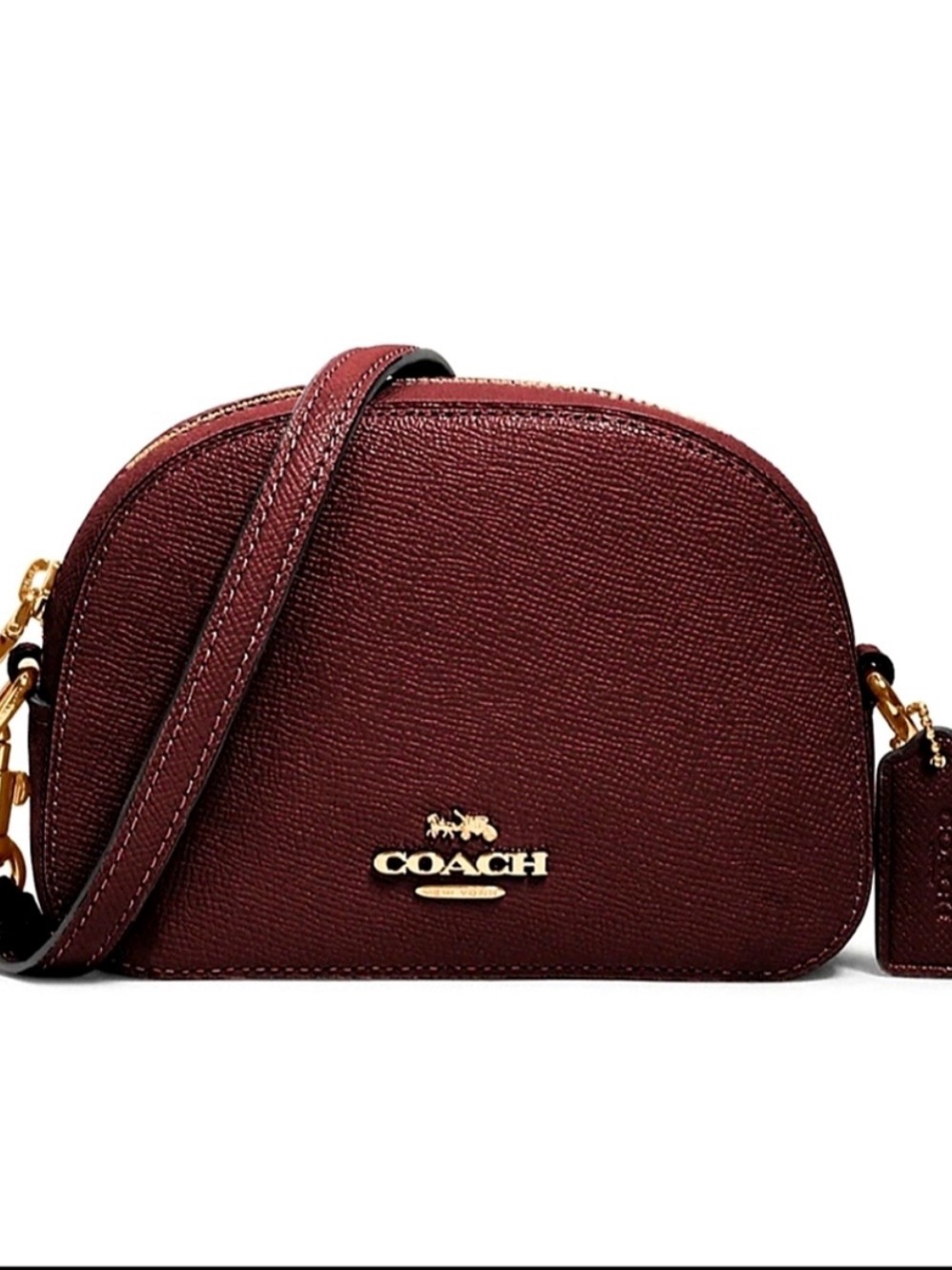 Coach Mini Serena Burgundy Pebbled Leather Crossbody